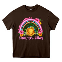 Chocolate Brown summer vibes  rainbow Heavy Core Tee - HRA Design Shop