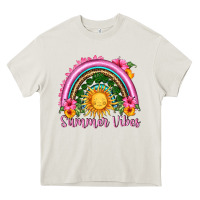Cream summer vibes  rainbow Heavy Core Tee - HRA Design Shop