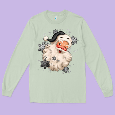 White Christmas Santa Claus Long Sleeve Tee Designed By Maliassmallbusiness