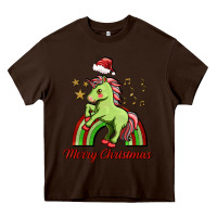 Chocolate Brown merry christmas unicorn Heavy Core Tee - FaDigitalArtStudio