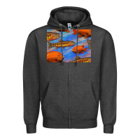 Charcoal Heather California Golden Trout Garibaldi Fish Background Zipper Hoodie - Bettercallsaul