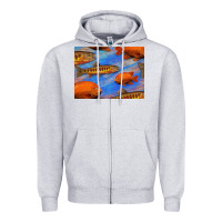 Heather Grey California Golden Trout Garibaldi Fish Background Zipper Hoodie - Bettercallsaul