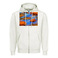 Oatmeal Heather California Golden Trout Garibaldi Fish Background Zipper Hoodie - Bettercallsaul