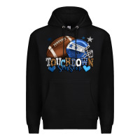 Black Touchdown season American Football blue team color Premium Hoodie - HowdyJamesFarm