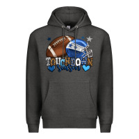 Charcoal Heather Touchdown season American Football blue team color Premium Hoodie - HowdyJamesFarm