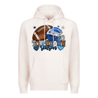 Pale Pink Touchdown season American Football blue team color Premium Hoodie - HowdyJamesFarm