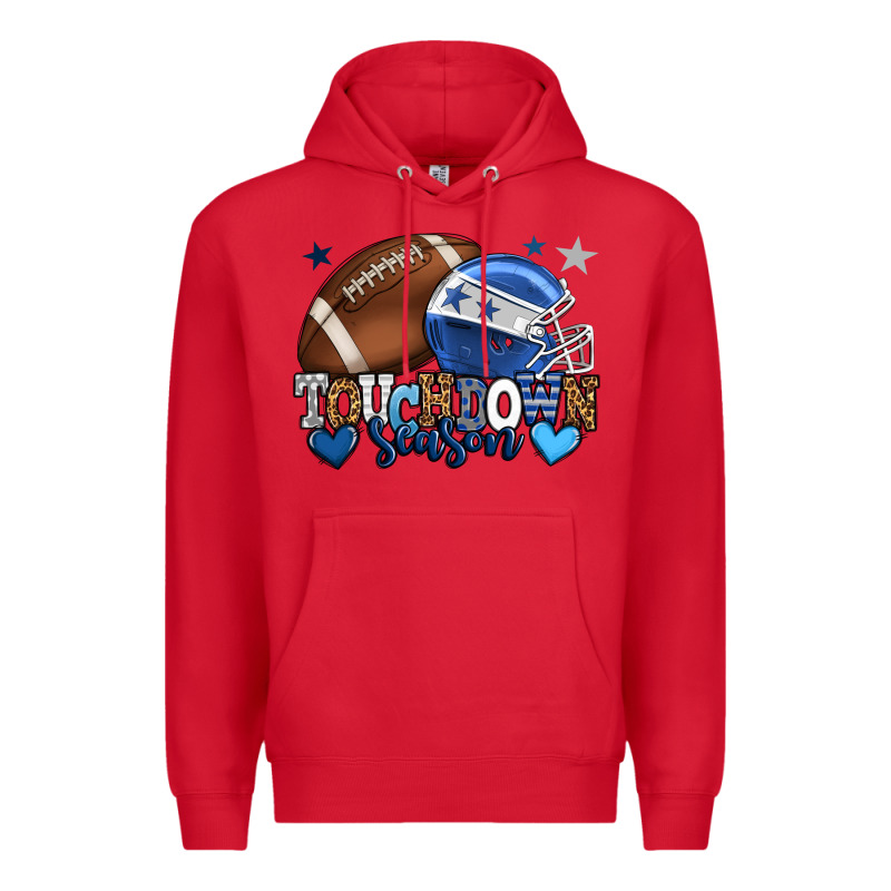 Touchdown Season American Football Blue Team Color Premium Hoodie by HowdyJamesFarm | Teevron