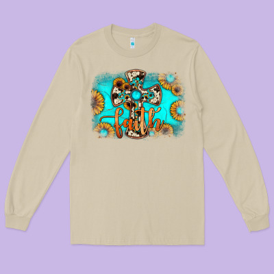 Faith Cross Long Sleeve Tee Designed By Jahusdesignshop