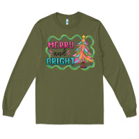 Army Green merry and bright christmas tree Long Sleeve Tee - MaliasSmallBusiness