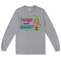 Heather Grey merry and bright christmas tree Long Sleeve Tee - MaliasSmallBusiness