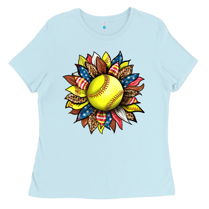 Softball Sunflower Ladies Tee by HRA Design Shop | Teevron