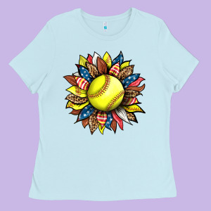 Softball Sunflower Ladies Tee Designed By Hra Design Shop