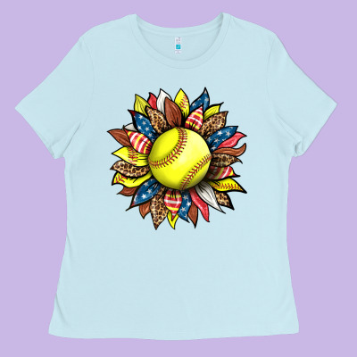 Softball Sunflower Ladies Tee Designed By Hra Design Shop
