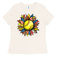 Bone softball sunflower Ladies Tee - HRA Design Shop