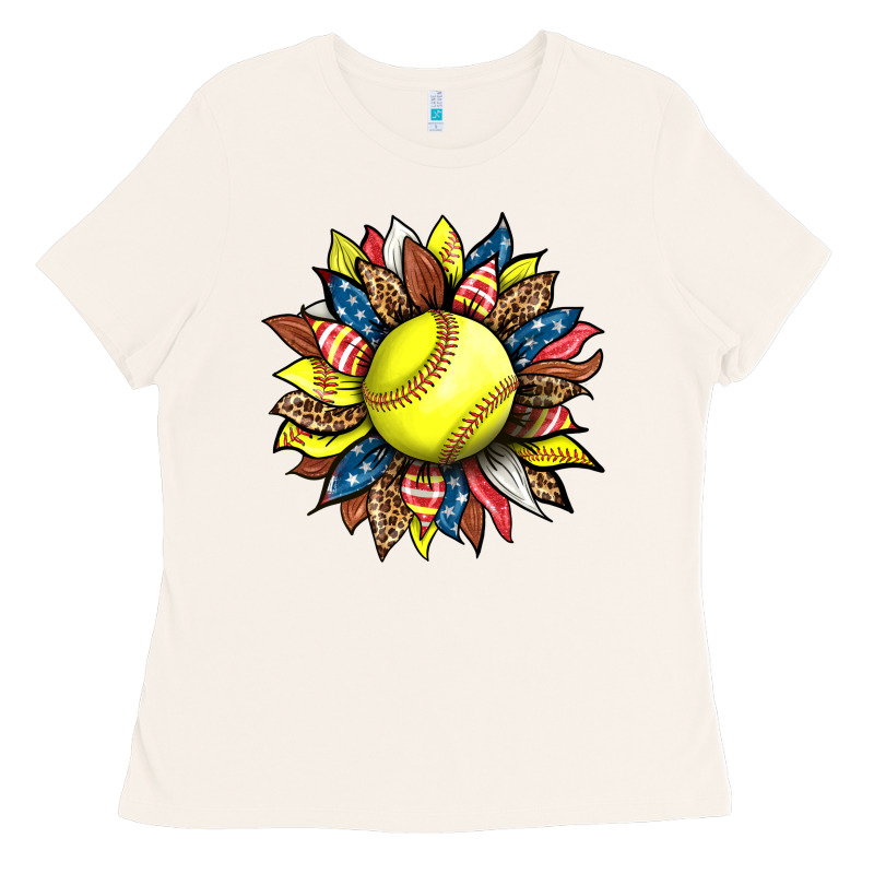Softball Sunflower Ladies Tee by HRA Design Shop | Teevron