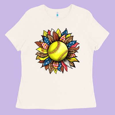 Softball Sunflower Ladies Tee Designed By Hra Design Shop