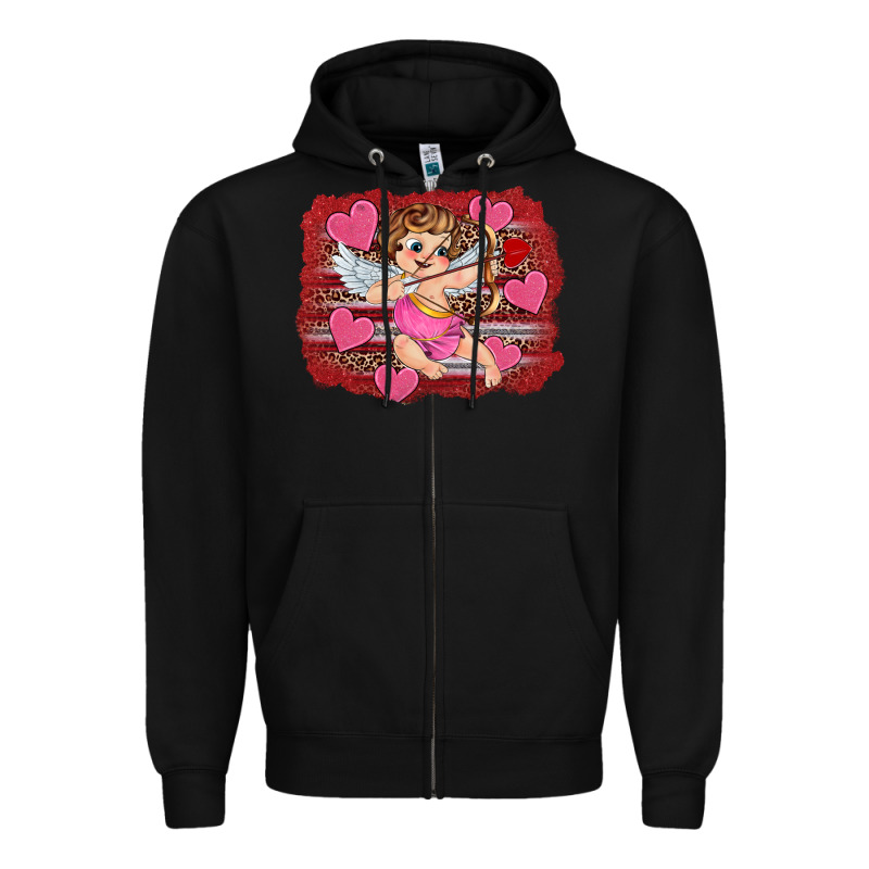 Valentine's Day Cupid Heart Zipper Hoodie by RanaPortraitStore | Teevron
