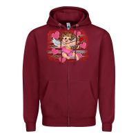 Burgundy valentine's day cupid heart Zipper Hoodie - RanaPortraitStore