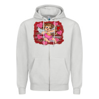 Dove Grey valentine's day cupid heart Zipper Hoodie - RanaPortraitStore