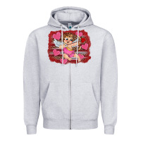 Heather Grey valentine's day cupid heart Zipper Hoodie - RanaPortraitStore