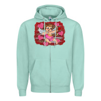 Seafoam valentine's day cupid heart Zipper Hoodie - RanaPortraitStore
