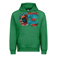 Emerald She love Jesus and America too Urban Hoodie - FaDigitalArtStudio