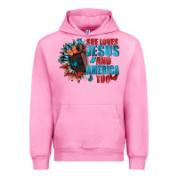 Fuchsia Pink She love Jesus and America too Urban Hoodie - FaDigitalArtStudio