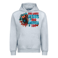 Heather Grey She love Jesus and America too Urban Hoodie - FaDigitalArtStudio