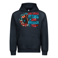 Navy She love Jesus and America too Urban Hoodie - FaDigitalArtStudio
