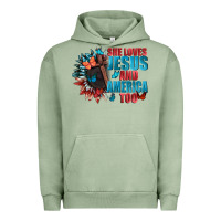Pigment Oil Green She love Jesus and America too Urban Hoodie - FaDigitalArtStudio