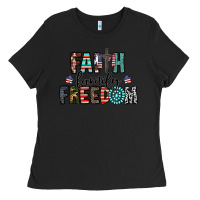 Black faith family freedom Ladies Tee - CowhideDigitalArt