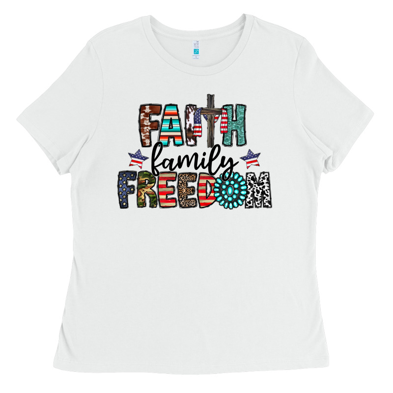 Faith Family Freedom Ladies Tee by CowhideDigitalArt | Teevron