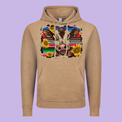 Western Background Baby Calf Vintage Hoodie Designed By Barkaloodesign