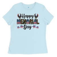 Baby Blue happy memorial day Ladies Tee - CowhideDigitalArt