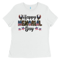 White happy memorial day Ladies Tee - CowhideDigitalArt
