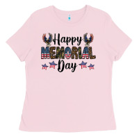 Bubblegum Pink happy memorial day Ladies Tee - CowhideDigitalArt