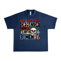 Navy we are not descended from a fearful me Urban Heavy Tee - MaliasSmallBusiness