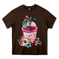 Chocolate Brown mexican day of the dead skulls coffee cup Heavy Core Tee - FaDigitalArtStudio