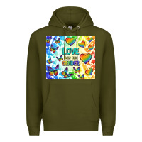 Army Green love has no gender Premium Hoodie - TumblerDesignByShophia