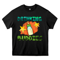 Black drinking buddies with baby bottle Heavy Core Tee - HRA Design Shop