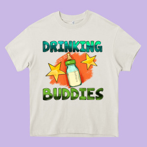 Drinking Buddies With Baby Bottle Heavy Core Tee Designed By Hra Design Shop