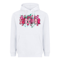 White I am a survivor Cancere Awareness Heavyweight Hoodie - HowdyJamesFarm