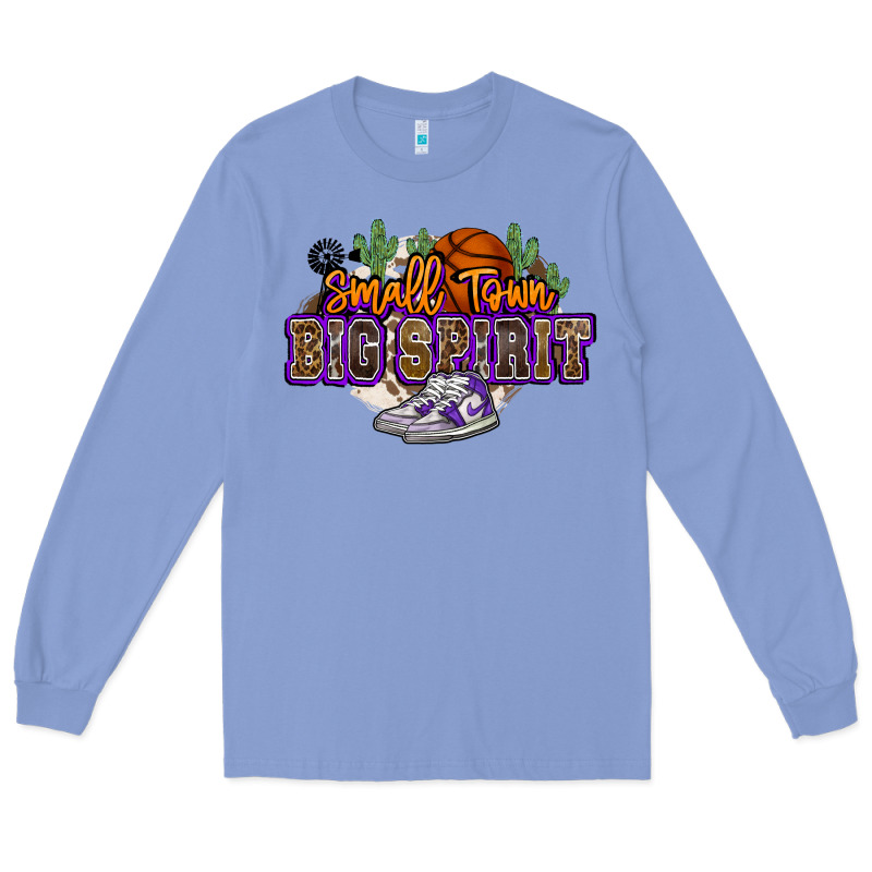 Small Town Big Spirit Basketball Long Sleeve Tee by NancyCooperArtShop | Teevron