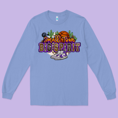 Small Town Big Spirit Basketball Long Sleeve Tee Designed By Nancycooperartshop