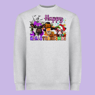 Happy Hallothanksmas Cows  Nancy Heavyweight Sweatshirt Designed By Nancycooperartshop