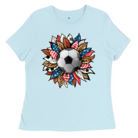 Baby Blue football sunflower Ladies Tee - HRA Design Shop