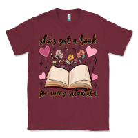 Burgundy she's got a book for every situation Classic Tee - MaliasSmallBusiness