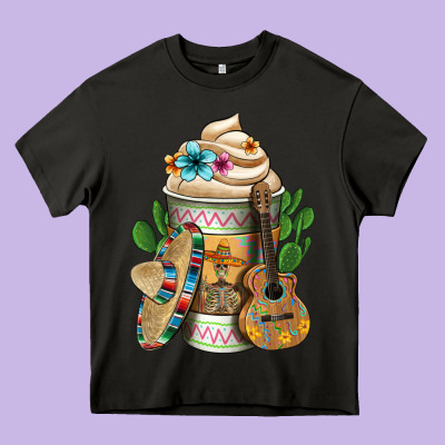 Mexican Hot Coffee Cup Heavy Core Tee Designed By Fadigitalartstudio