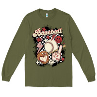 Army Green checkered retro baseball Long Sleeve Tee - MaliasSmallBusiness