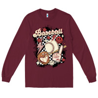 Burgundy checkered retro baseball Long Sleeve Tee - MaliasSmallBusiness